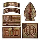 Militära lappar, taktiska amerikanska flaggan lappar speciell krypskytt Airborne EOD märken 6 delar krok och ögla broderad moral lapp