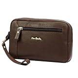 Pierre Cardin elegant bältesväska för män – läderväska män, liten väska för män 23 cm x 15 cm x 6 cm, BRUN, Min
