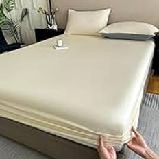 Spa Andningsbart bottenlakan 59 * 79 tum 3st, utrustat lakan med elastiskt band enfärgad, madrassöverdrag Skydd för sovrumslägenhet Beige