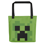 Minecraft Creeper Premium Tote Bag - Black Handles / 15" x 15"