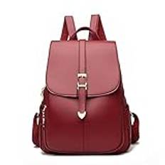 ZXSXDSAX ryggsäck för kvinnor Casual Women Leather Backpack Designer Shoulder Bags For Women Back Pack School Bags for Teenage Girls(Color:Red)