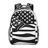 SSIMOO Good Vibes Only lätt ryggsäck med dubbla axlar, enkel canvas och rymlig design, Amerikansk flagga vit och svart, Taglia unica
