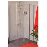 DUSCHHÖRN RAK Vikbart duschhörn med en förlängd fast vägg 120cm(E)/90 cm klarglas