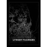 Karta - Lyngby-Taarbæk - Svart Poster (70x100 cm)
