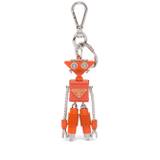 Prada - nyckelring med logotypplakett - herr - kalvskinn/stål/mässing - one size - Orange
