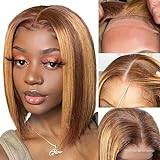 BLISSHAIR spets Closure Wig Cap peruk för kvinnor, naturligt hår - brasiliansk wigs ombre P4/27 (12 tum)