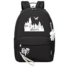 Classic Hogwarts Castle Skolväska Harry Magic Book Bag Ladies Youth Children Travel Ryggsäck Svart