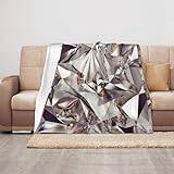 TROONZ Filt, anti-noppning flanellfilt överkast för soffa och säng 100 x 125 cm, glitter abstrakt diamant kristallmönster tryckt