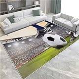 Mattor för vardagsrum fotboll match sovrumsmatta 120 x 170 cm mattor för vardagsrum halkfri matta 3D-tryckt lugg matta löser inte, lätt att rengöra