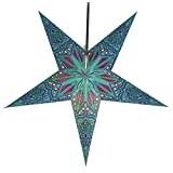 GURU SHOP hopvikbar adventslampa/pappersstjärna/julstjärna, 60 cm – Dadari-turkos, stjärna, fönsterdekoration
