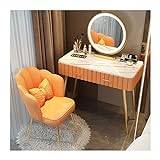 Sminkbord Modernt sminkbord med sminkbordsset Sovrumsbyrå Enkel marmor Bänkskiva Sminkbord Smink Spegel Pall Sminkbordsset Sminkbord/Sminkbord (Color : Orange Chair, Size : 80cm)