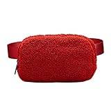 jonam Fanny Pack New Sport Waist Bag For Women Ourdoor Fleece Fur Men Women Chest Bags Waist Packs Winter Bags (Color : Red)