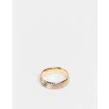 ASOS DESIGN – Guldfärgad ring med vinklat rutmönster - XS