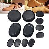 Dunxiles Massageset, 12 st varma stenar för massage svarta basalmassagestenar för kroppsmassage hem spa smärtlindring, perfekt för massering av olika delar
