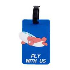 1pc Cartoon Creative Letters Simple Multi-Color Aircraft Pattern PVC Soft Rubber Luggage Tag Information Card Holder Bag Pendant For Travel Suitcases,