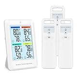 ORIA Digital termometer hygrometer, inomhus utomhus termometer med 3 sensor, LCD-displaybakgrundsbelysning, max/min-värden, ℃/℉, batteridriven och USB-kabel