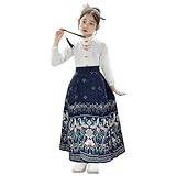 WXLPCGO Kjolar dam vinter hästkjol för flickor barn kostym Hanfu för flickor gammal klänning - lång kjol blå-120