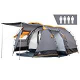 CampFeuer Tält Super+ för 4 personer | grå/svart (orange) | stort tunneltält med 2 ingångar och baldakin, 3 000 mm vattenpelare | grupptält, campingtält, familjetält