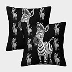 Zebra fyrkantiga kuddöverdrag 50 x 50 cm set med 2 söta djur mjuka dekorativa kuddöverdrag för soffa vardagsrum sovrum