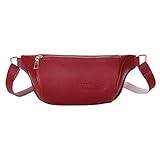 jonam Fanny Pack Women Casual Waist Bag leather Lady Chest Bag Female Travel Multifunction Mobile Phone Holder Shoulder Purse (Color : Red)