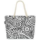 VOID Black and White geometrisk strandväska Shopper 58 x 38 x 16 cm 23 L XXL shoppingväska väska resväska Beach Bag