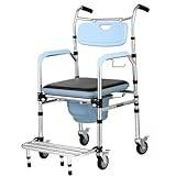 Toalettstol Rullstol Dusch Rullstol Höjdjusterbar kommodrullstol med hopfällbar pedal och avtagbar gryta