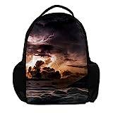 Ryggsäck för kvinnor och män storm hav med soluppträdande moln skola resa arbete ryggsäck, flerfärgad, 27.5x13x40cm, Ryggsäckar