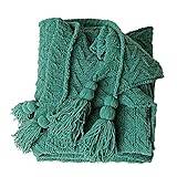 Hdbcbdj plyschfilt Supermjuk filt Pure Color Varm soffa Throws Design Chunky Knit Throw filt för sängen (Color : Green)