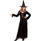 Widmann - Kostym häxa, klänning och hatt, svart, magisk, temafest, karneval, halloween