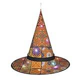 EVANEM Grupp av marockanska geometriska halloweenlampor häxhattar 3 färger växlar lysande häxa hatt halloween dekorationer hatt för kvinnor
