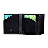Cronus & Rhea® | Lyxig plånbok med myntfack i exklusivt läder (demeter) | plånbok – korthållare – sedelklämma | äkta läder | med elegant presentförpackning | män, svart, Medium, Sedelklämma