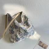 SHEIN Women's New Summer Dandelion Jacquard Textile Fabric & Minimalist Pu Single Shoulder Bag For Simple & Elegant Commuting Look