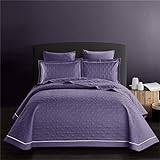 King Size präglade, quiltade sängöverkast Vändbara bomullstäcken Sängöverdrag och täcken Enfärgade Lättskötta sängkläderset 3 delar lätta dekorativa täcke sängar (Color : Purple, Size : 245 * 250cm)