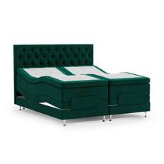 Royal Crown Ställbar Säng i Sammet med Paula Gavel - Enkelsäng 80x200 Grön - Monolith 37 Extra Fast