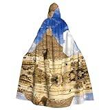 Dam herr hellång karneval cape med huva cosplay kostymer mantel, 185 cm pyramider i Egypten
