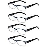 Eyekepper läsglasögon – 4-pack blå – klar ram för kvinnor män läsning, tvåtonade + 0,75 läsglasögon