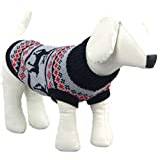 Ducomi Hearts Hund & Valpar Tröja i mjukt och varmt garn - Hundtröja för små och medelstora - Hundkläder och katt julklapp (XXL, Black Reindeer)