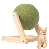 Giant Catnip Ball med träställ, Catnip Golvbollsleksak, Giant Catnip Ball, Roterbar Catnip Roller Ball Golvfäste, Golv Catnip Roller for kattlek (Color : Small-1PC)
