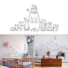 1 st barnkammare dekorativa klistermärken tecknat djur blyg björnar räv nordiska klistermärken sovrum söta barnrum väggklistermärke