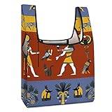 Forntida egyptisk religion återanvändbar livsmedelsväska med handtag vikbar shoppingkasse stor kapacitet lätt handväska för män kvinnor