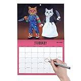 Moonyan 2024 Calendar Cats Funny, 2024 Calendar 12 Month Planner,Väggkalender Scaredy Cats månadskalender - 11x8 tums väggplanerare 12 månadskalender, tjocka papper 2024 kalendrar, julklappar