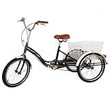 Trehjuling för vuxna tricycle för vuxna 20 tums rehjuling för vuxna | miljövänlig, stabil, justerbar | svart | maximal vikt 110 kg