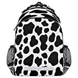Pardick Skolryggsäck med koskinn för flickor och pojkar, svart prick lätt skolbokväska med reflekterande remsa, axelväska, ledig resa laptopväska, Kohud, 11.6 ( L ) x 6.8 ( W ) x 16.7 ( H ) inches