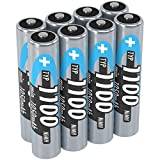 ANSMANN batteri AAA typ 1100 mAh 8 stycken (min. 1050 mAh) NiMH 1,2 V – Micro AAA-batterier, uppladdningsbara, hög kapacitet för höga strömbehov, förladdade och omedelbart klar att använda, extremt