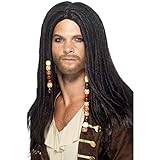 Pirater peruk dreadlocks långhårig peruk med dreads och pärlor pirat karneval peruk pirat peruk karnevalkostymer tillbehör buskbärare karneval peruk sjörövare Jack Sparrow-mäns peruk