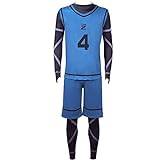 Lzrong blått lås cosplay kostym Chigiri Hyoma cosplay sportkläder tröjor nr 4 fotboll träning uniform full uppsättning halloween kläder