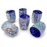 Casa Padrino 6-pack lyxiga vattenglas Murano-kristallglas blå Ø 8 x H 10,5 cm – tillverkad i Italien