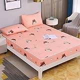 Deep Pocket Bed Sheets,Thickened Quilted Brushed Fiber Fitted Sheets, Solid Color Non-Slip Mattress Toppers For Boys And Girls Bedrooms,pink,120cmx190cm+10cm