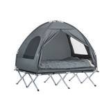 SoBuy Campingtält 2 manna Campingsäng med tält Tältsäng med sovsäck luftmadrass och tillbehör grå OGS32-L-HG