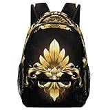 Golden Fleur De Lis söt ryggsäck ledig dagväska axelväska lätt ryggsäck för sport resor utomhus